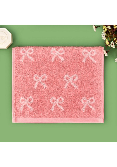 Soft Ribbon El Havlusu - Ekru / Pembe - 30x50 Cm Çok Renkli