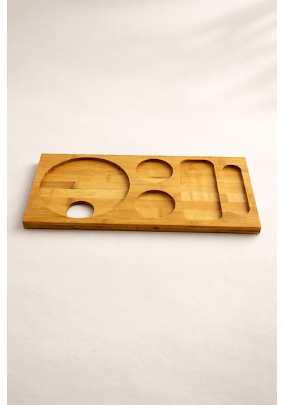 Pera - Bambu Tezgah Üstü Sunumluk Kahve Köşesi Organizer Stand Küçük 41 Cm Bambu