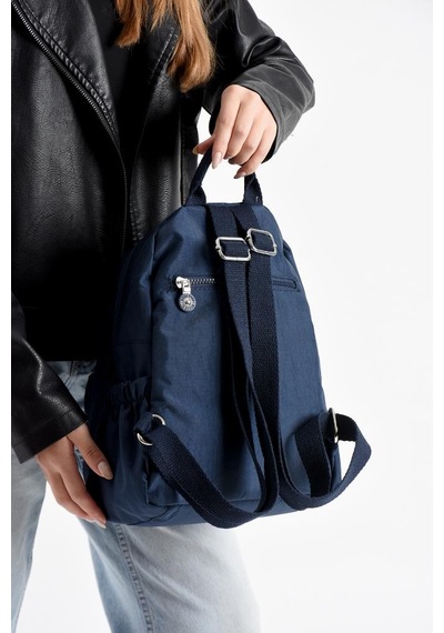 Baginn Kadın Sırt Çantası Günlük Kullanıma Uygun 32 25 Cm Klinkır Kumaş Çok Cepli Hafif Su İtici Kumaş Lacivert