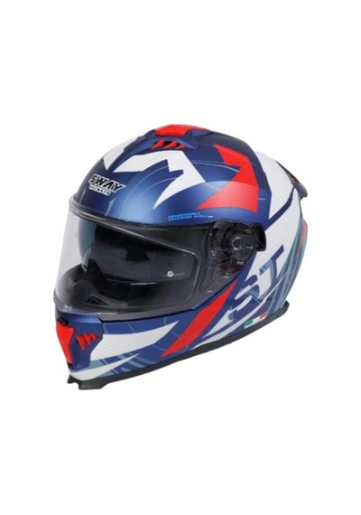Sway Sw 865 St Kapalı Kask Beyaz - Mavi - Kırmızı