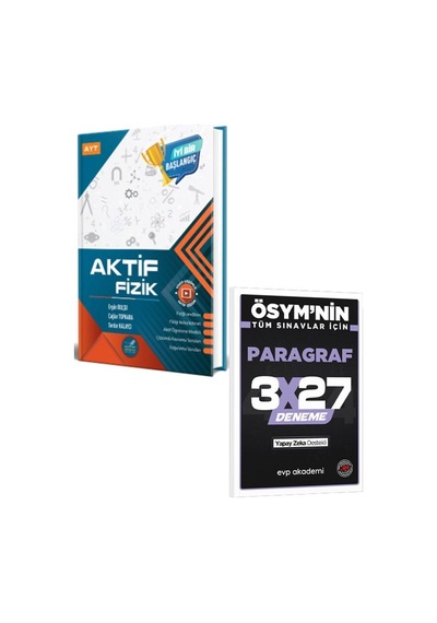 2027 Aktif Öğrenme 2027 Ayt Aktif Fizik 0 Dan Başlayanlara+evp Akademi 3x27 Paragraf Deneme