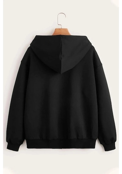 Bgm Teks Sweatshirt Fermuarlı 3 İp Siyah