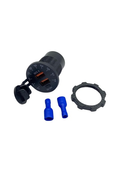 12v-24v Dijital Voltmetre+şarj Cihazlı Usb X2 3 A Off-on Anahtarlıi Işıklı 28 Mm
