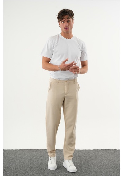 Redline Arden Kışlık Kalın Slim Fit Kemerli Erkek Pantolon Bej