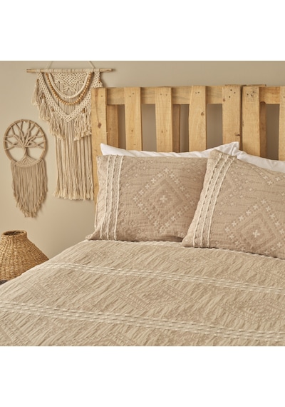 Bella Maison %100 Pamuk Glorinda Çift Kişilik Yatak Örtüsü Seti Bej 230 x 240 CM Bej
