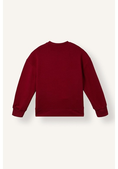 Defacto Baskılı Uzun Kollu Sweatshirt Üst İspanyol Paça Alt 2li Takım Kız Çocuk I1136a826aubr229 Bordo-br229