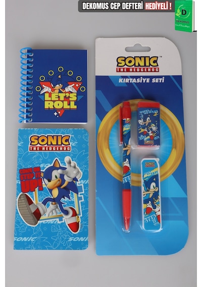 X Dekomus Lisanslı Sonic Çizgisiz Mini Bloknot,uçlu Kalem,silgi,uç Ve Cep Defteri Seti Diğer