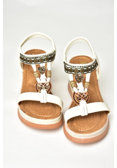 Fox Shoes U258926809 Beyaz Dolgu Tabanlı Kadın Sandalet Beyaz