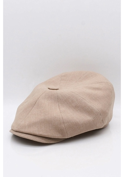 Külah Erkek Keten Şapka Newsboy Cap Kasket Fötr Bere - Bej Bej