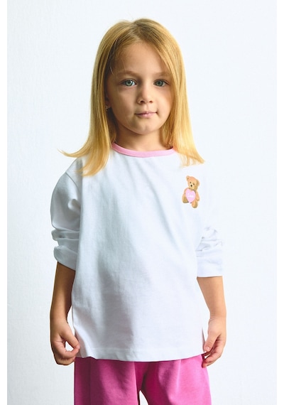 Defacto Figürlü Penye Beyaz Kız Bebek Uzun Kollu T-shirt I0577a5/wt34