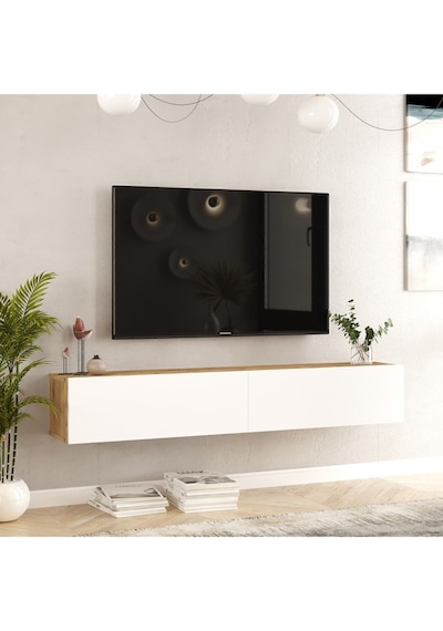 Aven Tv Ünitesi Tv Sehpası Kapaklı 180cm Çam-beyaz Ave8-aw Beyaz