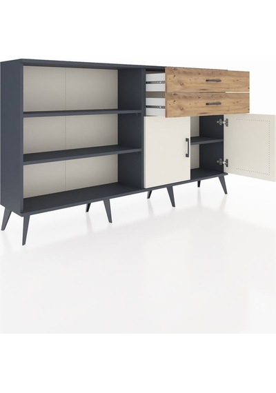 Arges Konsol 3 Raflı 2 Çekmeceli 2 Kapaklı 176x30x99 Antrasit-aytaşı/çam Aytası/atlas Çam - Antrasıt Arges Konsol 3 Raflı 2 Çekmeceli 2 Kapaklı 176x30x99 Antrasit-aytaşı/çam Aytası/atlas Çam - Antrasıt