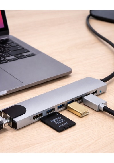 Usb C Çoklu Port Adaptör Hdmı Usb Ethernet Sd Kart Hub Mh-hs0935-8090