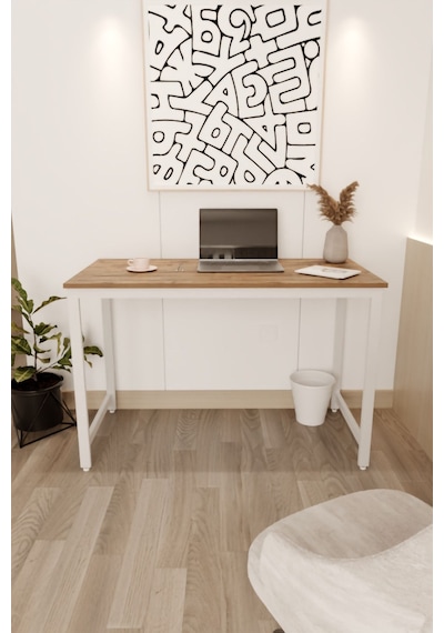 Çalışma Masası Bilgisayar Ofis Masası 60 X 120 Cm -ahşap - Beyaz Ahşap - Beyaz