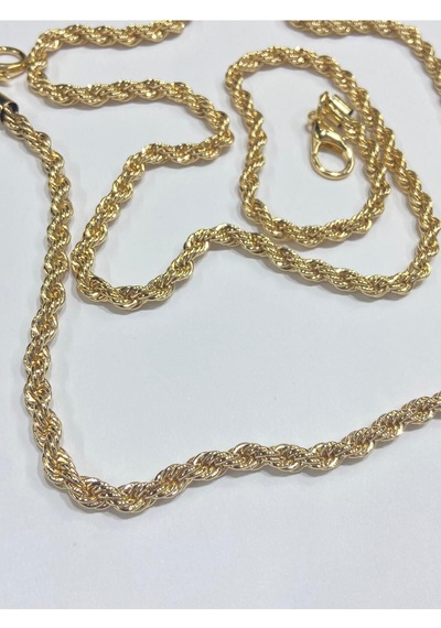 Karantuhafiye Çanta Zinciri Uçları Klipsli 115 Cm Burgu Model Gold Gold Çok Renkli
