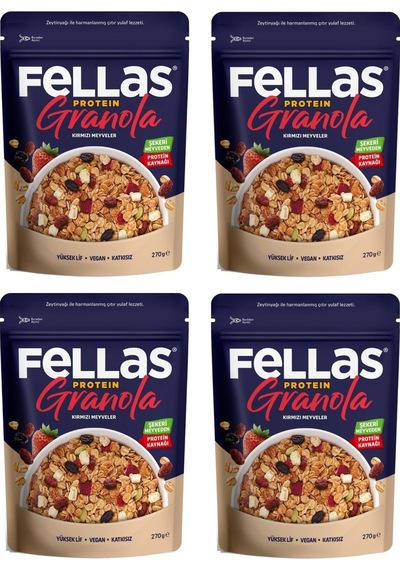 Fellas Vegan Protein Granola Kırmızı Meyveler 270 Gr X 4 Adet