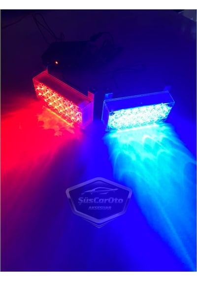 96 Led 3 Modlu Panjur İçi Çakar Led Panjur Arası Çakar Kırmızı Mavi 48x2 Led Lamba Flaşlı Polis Işığı 12v 00 Şüscaroto Aksesuar