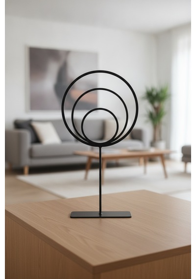 Soyut Tasarım Daireler Metal Dekoratif Obje 18 Cm Ev Dekorasyon Objesi