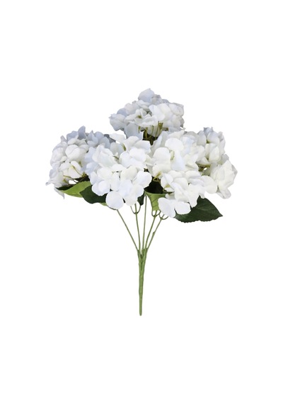 Yapay 5 Dallı Ortanca Demeti 35 Cm Beyaz Yeşil