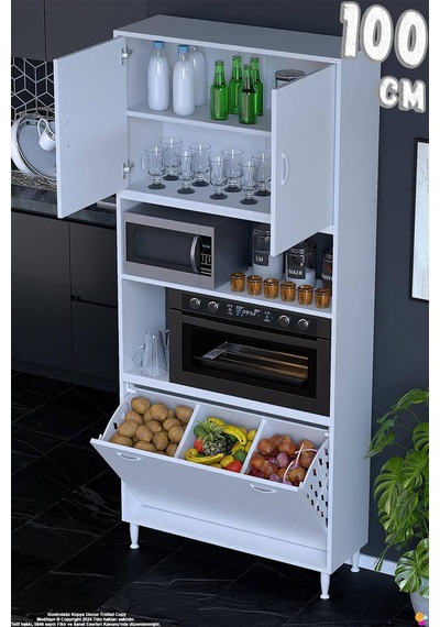 Asel 100 Cm Fırın Uyumlu 3 Göz Sepetli Çok Amaçlı Banyo Kirli Çamaşır Oyuncak Dolabı 100x213x32 Cm Beyaz Asel 100 Cm Fırın Uyumlu 3 Göz Sepetli Çok Amaçlı Banyo Kirli Çamaşır Oyuncak Dolabı 100x213x32 Cm Beyaz