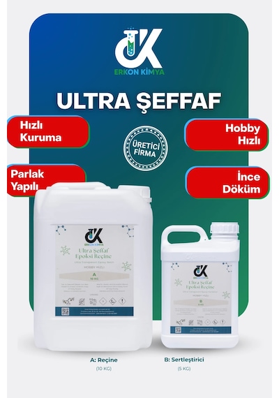 Erkon Kimya Ultra Şeffaf Hızlı Hobby Epoksi 15 Kg