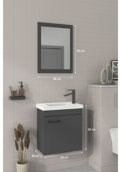 Biani Fix Hera 50 Cm Banyo Dolabı Renk Mat Gri Biani Fix Hera 50 Cm Banyo Dolabı Renk Mat Gri