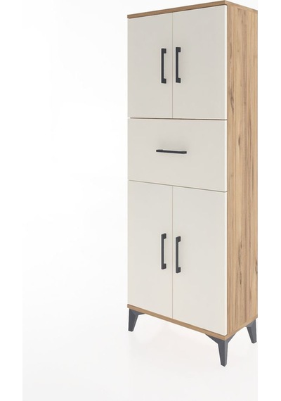 Arges Dolap 2 Raflı Tek Çekmeceli 4 Kapaklı 60x30x163 Çam-aytaşı Çam