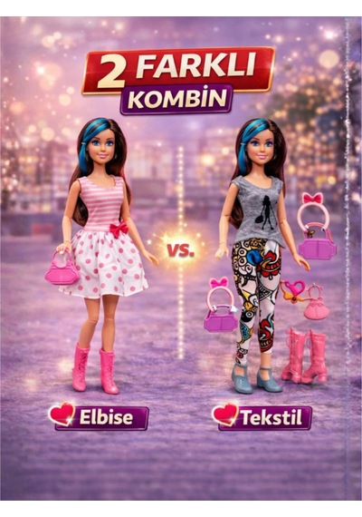 Moda Prensesi 29 Cm Ekstra Elbiseli Ve Aksesuarlı Oyuncak Bebek Seti - Değiştirilebilir Kıyafetli M