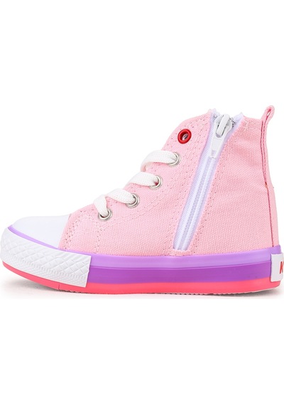 Kiko Kids Tinna Bağcıklı Kız Bebek Boğazlı Keten Spor Ayakkabı Pembe