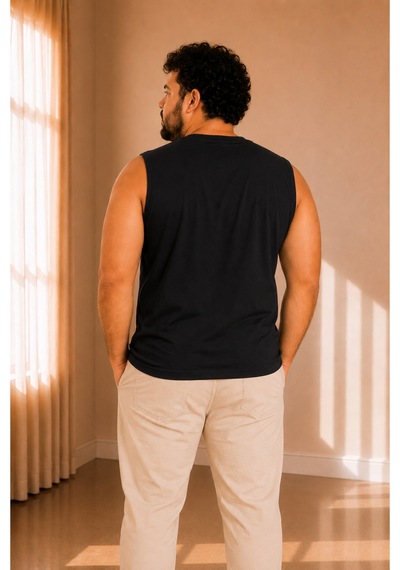 Sngl Tekstil Erkek Oversize Sıfır Kollu T-shirt S-m-l-xl-2xl Siyah