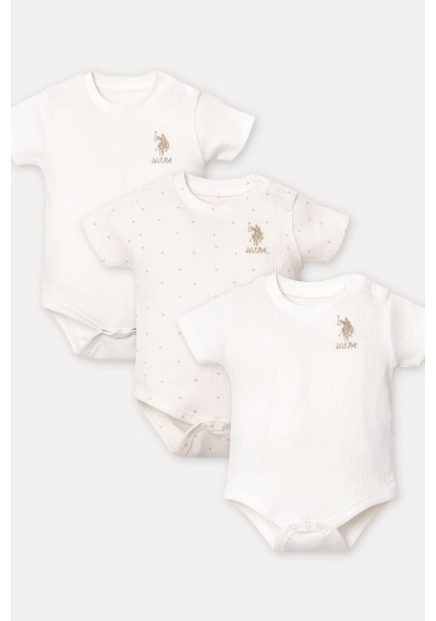 U.s. Polo Assn. Kız Bebek Beyaz 3lü Zıbın Beyaz