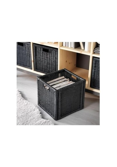 Sepet Kutu Düzenleyici Siyah Renk Meridyendukkan 32x34x32 Cm 1 Adet Rattan Çok Amaçlı Sepet