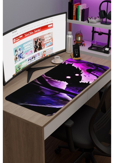 Mob Psycho 100 Anime V3 - 90x40 Xxl Gaming Kauçuk Kaymaz Taban Mouse Pad Fare Altlığı