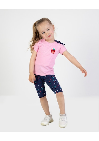 Harika Kids Kız Bebek Kaprili Kısa Kollu Apolet Baskılı Yazlık Basic Alt-üst Takım 6-24 Ay 001