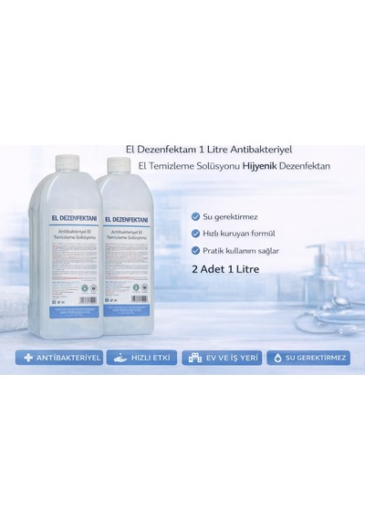 Hemengo El Dezenfektanı 1 Litre Antibakteriyel El Temizleme Solüsyonu 2 Adet Hmngobzs
