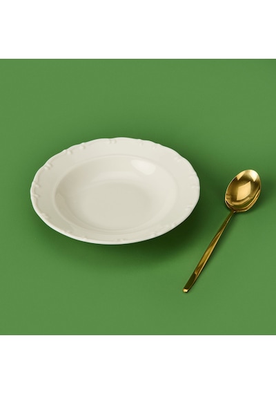 Tuluu Porselen Liana Yemek Tabağı - Krem - 21 Cm Renkli