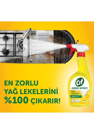 Cif Yüzey Temizleyici Sprey Krem Limon Ultra Yağ Çözücü 2 x 750 ML