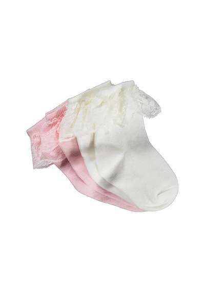 Civil Baby Kız Bebek 2'li Çorap Set 6- - Ekru Ekru Pembe