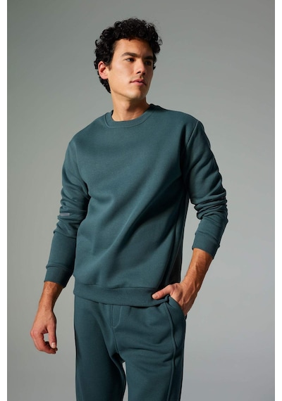 Defacto Defactofit Standart Fit Bisiklet Yaka Basic Düz Reflektör Kalın Sweatshirt Y4531az23augn1019 Yeşil