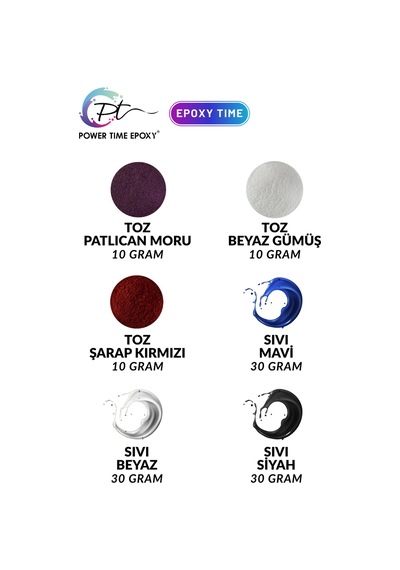 6'lı Epoksi Pigment Boya Seti / Epoksi Için/ 3 Adet Toz Sedefli - 3 Adet Sıvı Opak-transparan