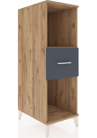 Kronos Dolap Tek Raflı Tek Çekmeceli 44x59x134 Çam-antrasit Çam