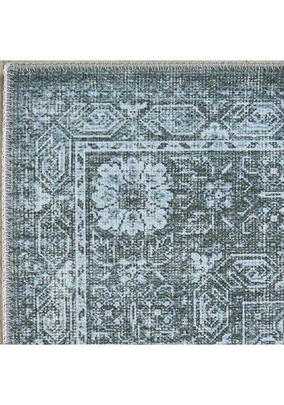 Cool Halı Private Xw Füme Rengi Vintage Halı Şönil Yıkanabilir Modern Klasik Desenli Salon Halısı Mavi