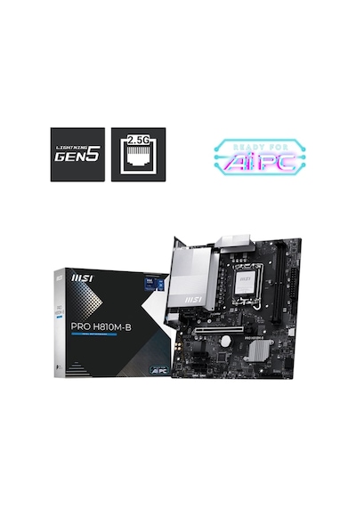 Msı Pro H810m-b Intel H810 Soket 1851 Ddr5 6400+ Oc Mhz Matx Aaaa43msı0064