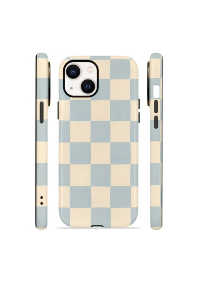 Apple iPhone Uyumlu 13 Vorian Çift Katmanlı Magsafe Kılıf Powder Blue Checker
