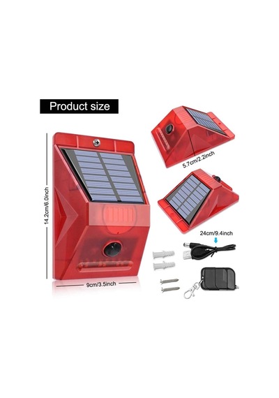 Hareket Sensörlü Solar Alarm Kumandalı Alarm Siren