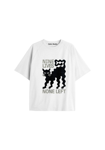 Kalic Studio Y2k Vintage Cats Baskılı Beyaz T-shirt Kod 17 Beyaz-17