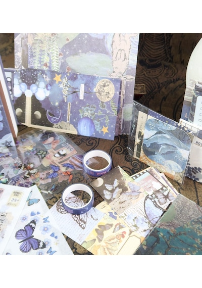 Lüks Scrapbook Ve Junk Journal Seti - Vintage Hobi Kutusu Kelebek & Doğa Temalı Çok Renkli