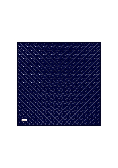 Pierre Cardin Mavi Logo Desenli 90x90 İpek Krep Saten Eşarp Lacivert Logo Desenli Lacivert Logo Desenli