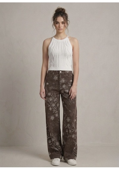 Neden Tekstil Kadın Triko Örme Halter Yaka Crop Bluz - Beyaz