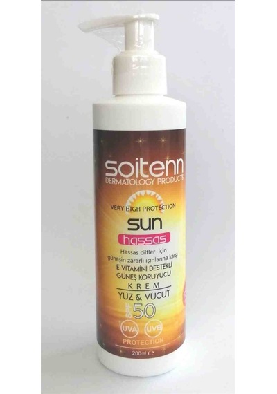 Soitenn Sun Hassas SPF50 Yüz & Vücut İçin Güneş Koruyucu Krem 200 ML